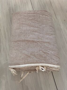 NORDSTROM AT HOME Beige Honeycomb Textured Linen Blend Duvet Cover 106” X 94”